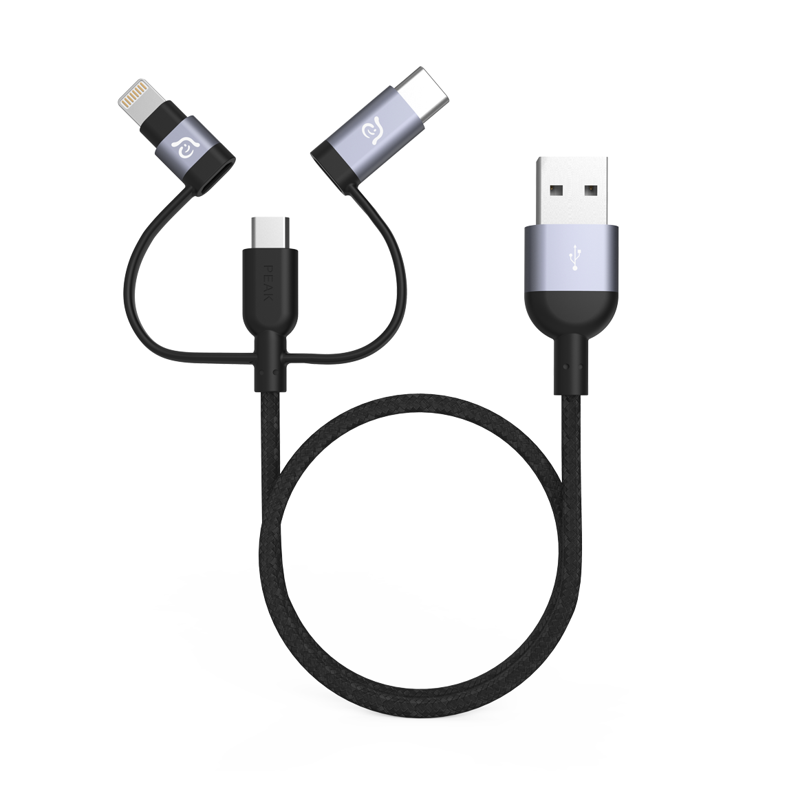 Adam Elements PeAk II Trio 120B MFi Lightning Cable & USB-C & Micro USB 1.2m