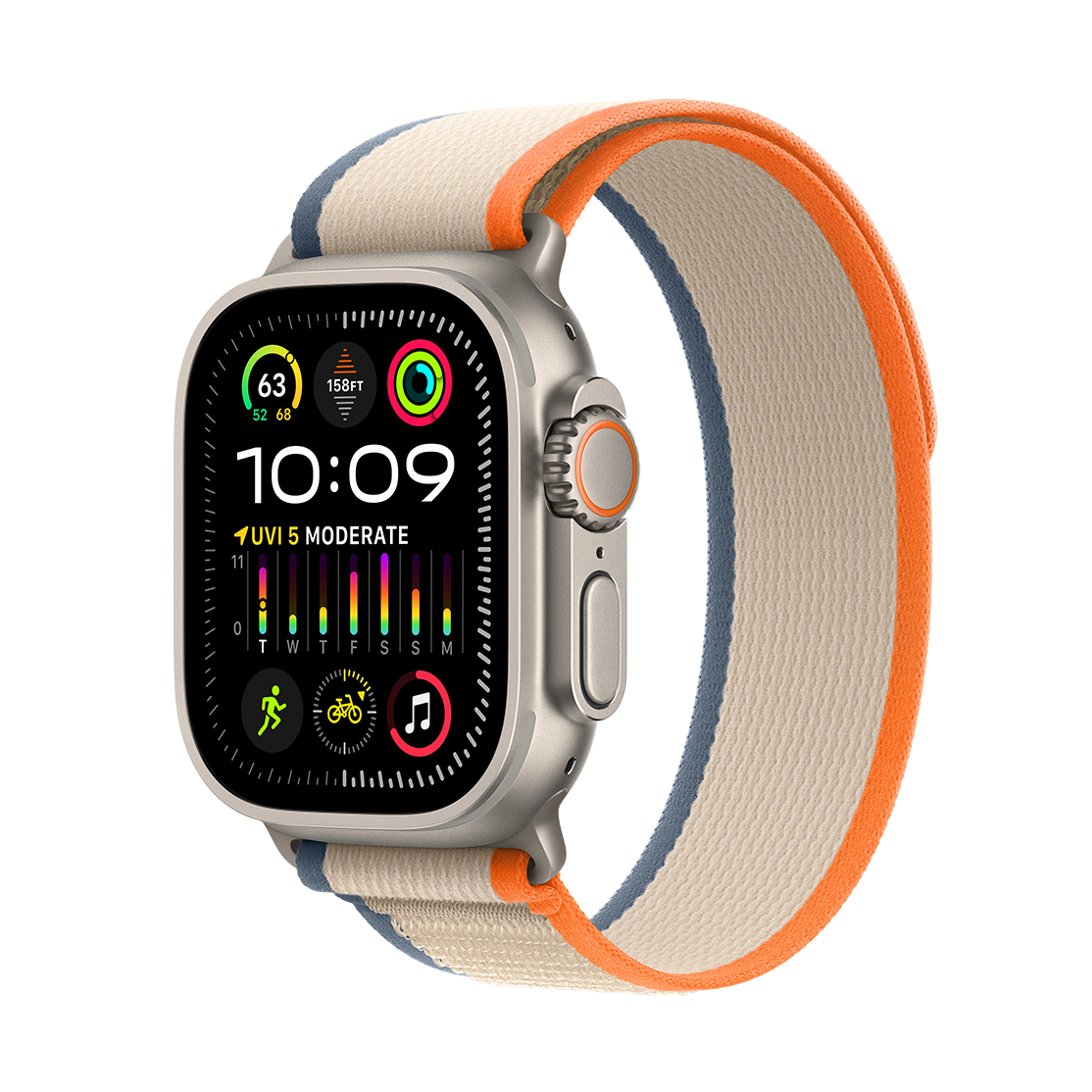  Apple Watch Ultra 2 Titanium Case with Orange/Beige Trail Loop