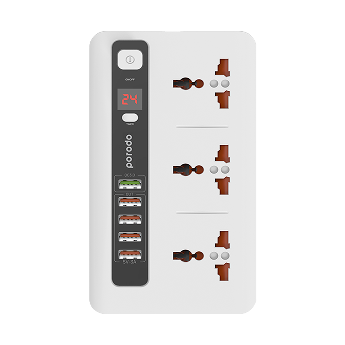 Porodo Power Socket & USB Hub PD-5P3SQC